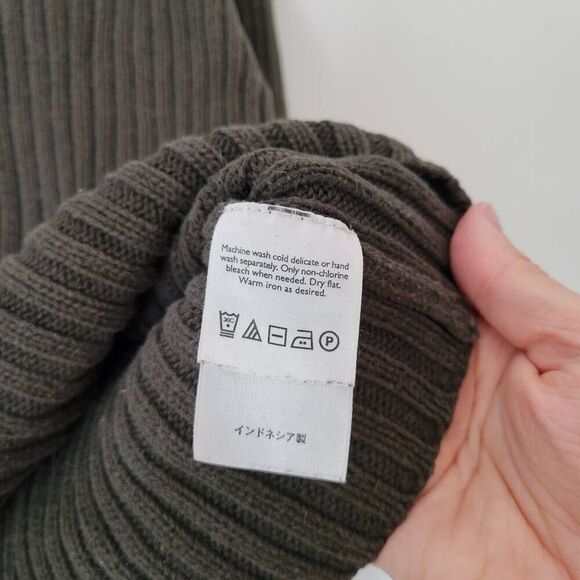 Eddie Bauer Men’s Ribbed Half Zip Sweater L Olive Green 100% Cotton Vintage Y2K - Picture 5 of 7